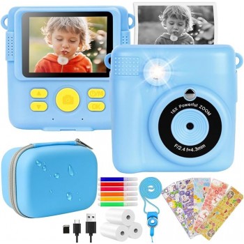 NICEWIN Kids Camera for Girls Boys,Instant Camera for Kids with Storage Case 1080P HD Digital Camera with Print Photo Paper, Birthday Gifts Toy